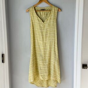 Flax Small Linen Yellow Gingham Dress